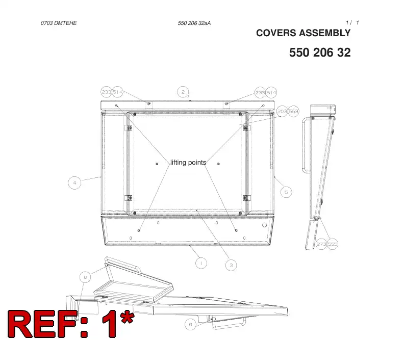 55020611 550 206 11 COVER PLATE - Sandvik Technical Drawing