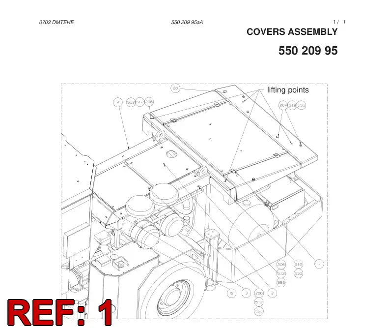 55020632 550 206 32 COVERS ASSEMBLY - Sandvik Technical Drawing