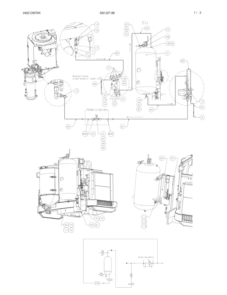 55020788bB 550 207 88bB WATER INJECTION SYSTEM - Sandvik Technical Drawing