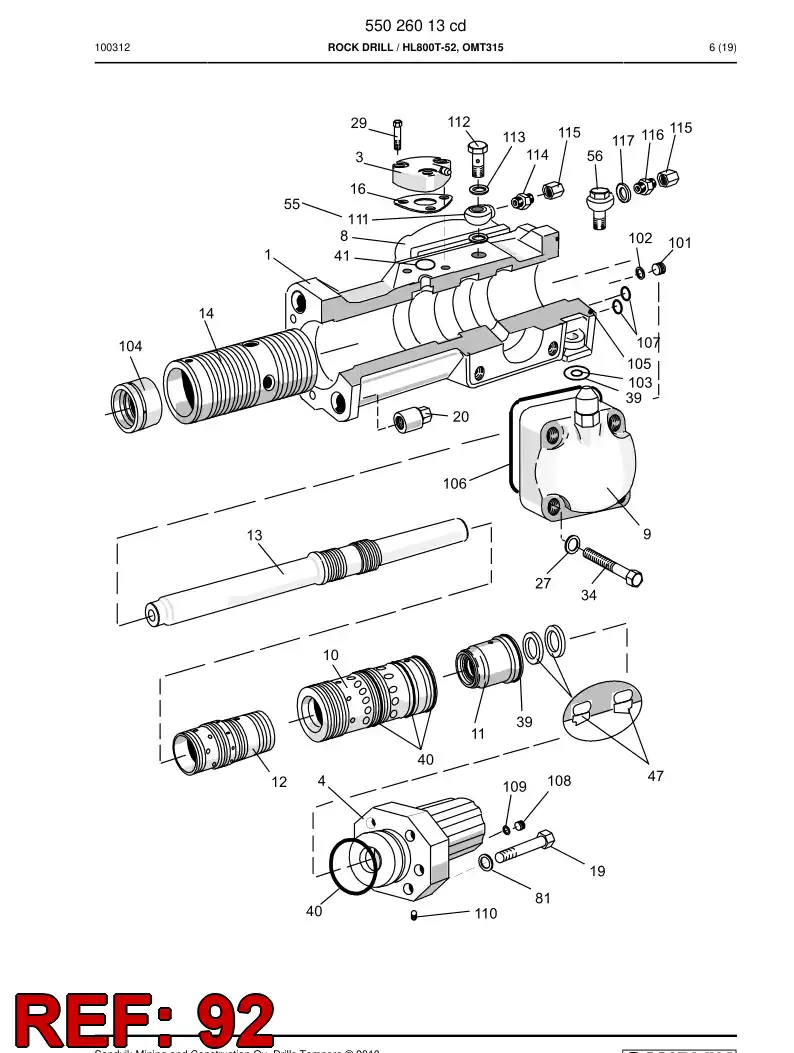 55020800b 550 208 00b PISTON - Sandvik Technical Drawing