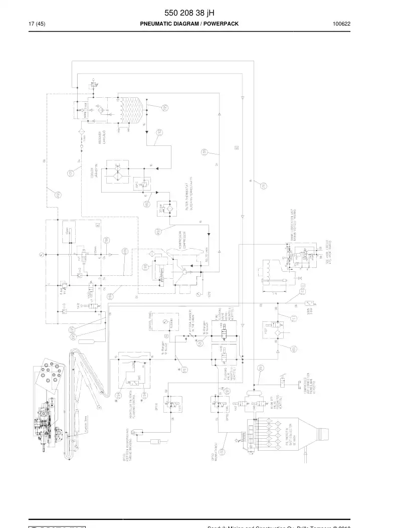 55020838j 550 208 38j PNEUMATIC DIAGRAM - Sandvik Technical Drawing
