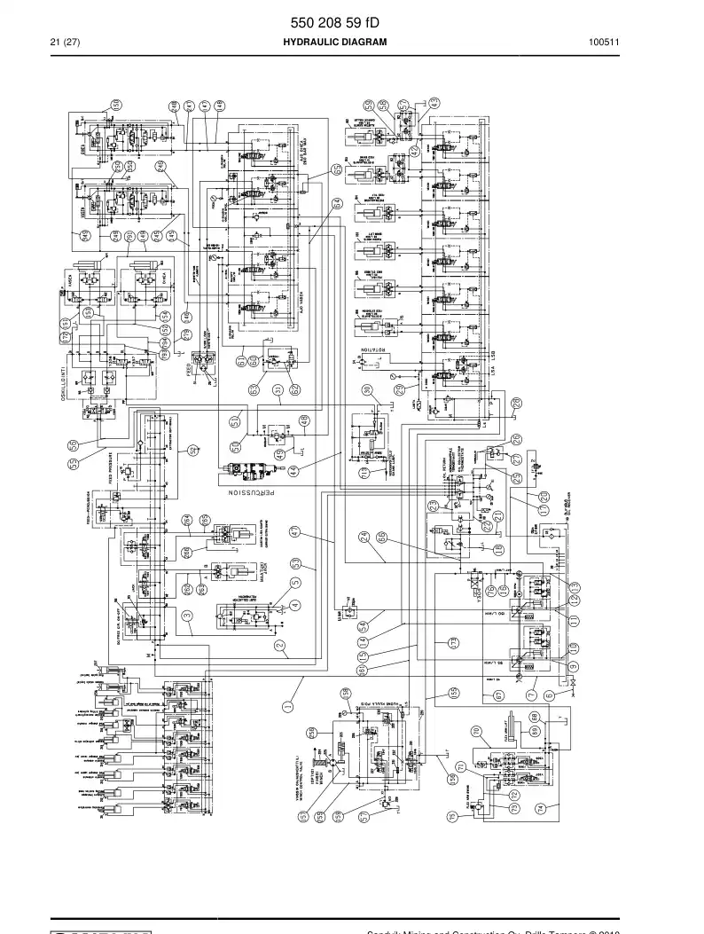 55020859f 550 208 59f HYDRAULIC DIAGRAM - Sandvik Technical Drawing