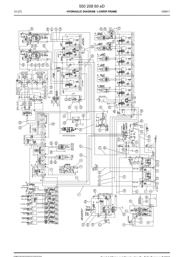 55020860e 550 208 60e HYDRAULIC DIAGRAM - Sandvik Technical Drawing