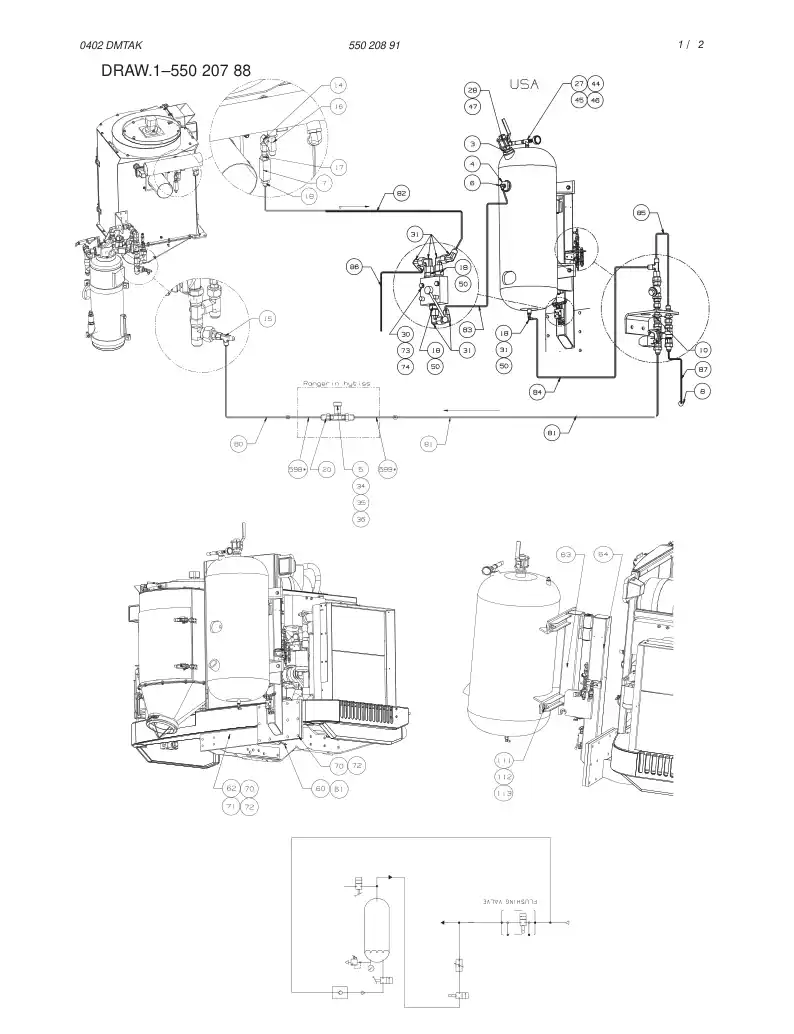 55020891 550 208 91 WATER INJECTION SYSTEM - Sandvik Technical Drawing