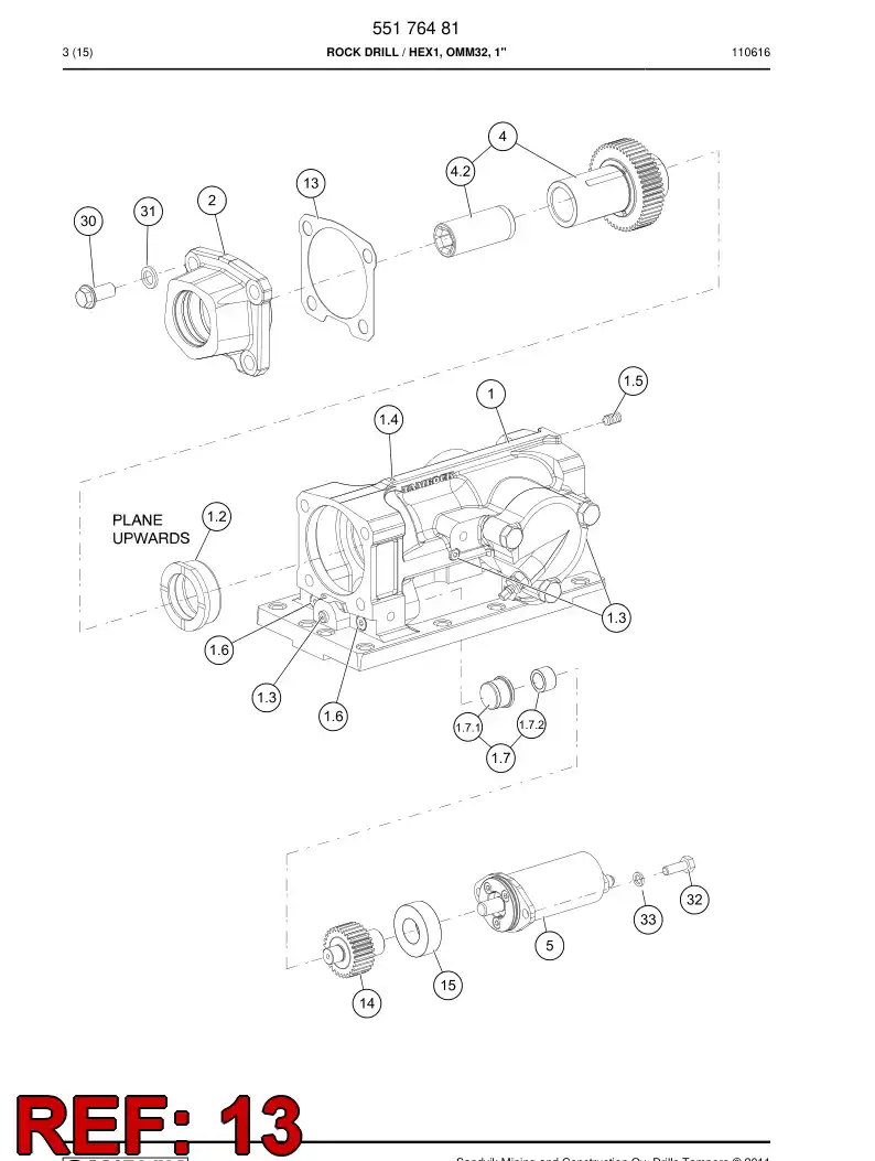 55021454a 550 214 54a Plate, Gasket - Sandvik Technical Drawing