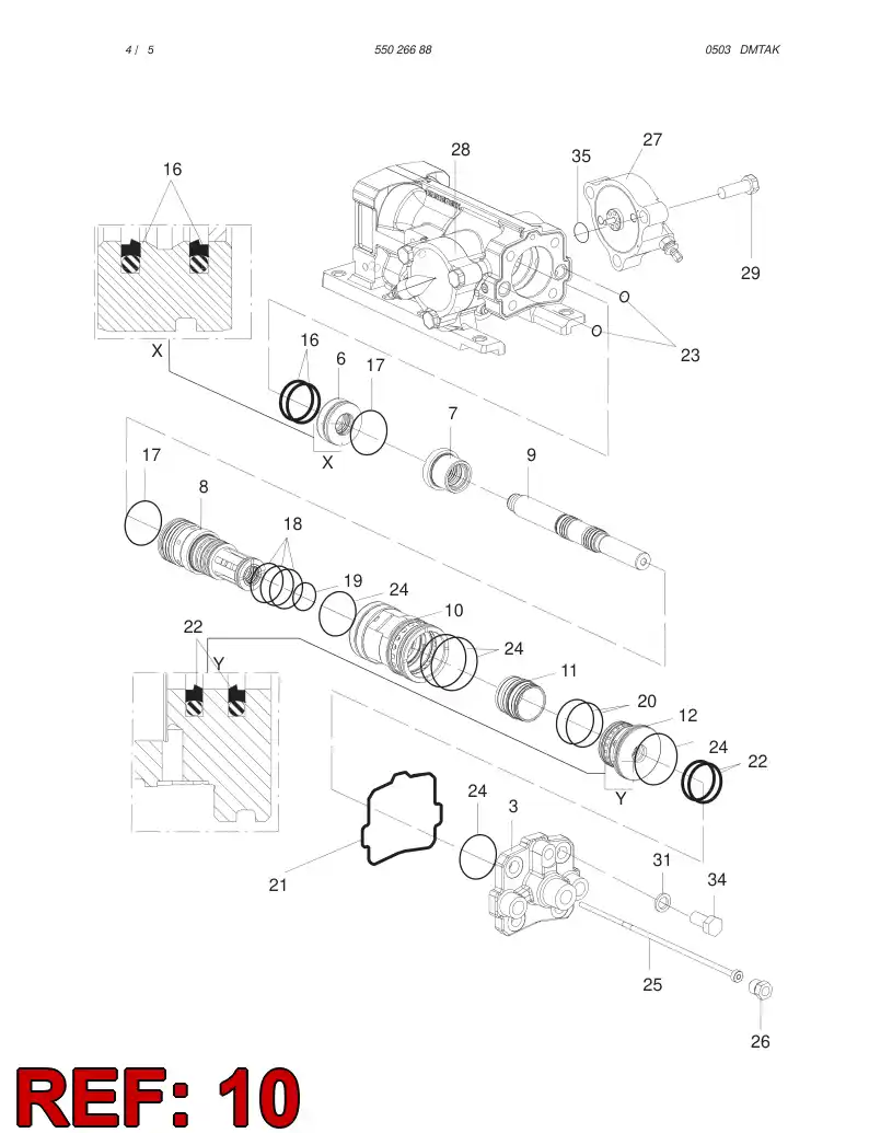 55021458 550 214 58 FRONT CYLINDER - Sandvik Technical Drawing