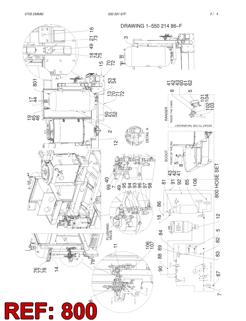 55021487 550 214 87 HOSE SET - Sandvik Technical Drawing
