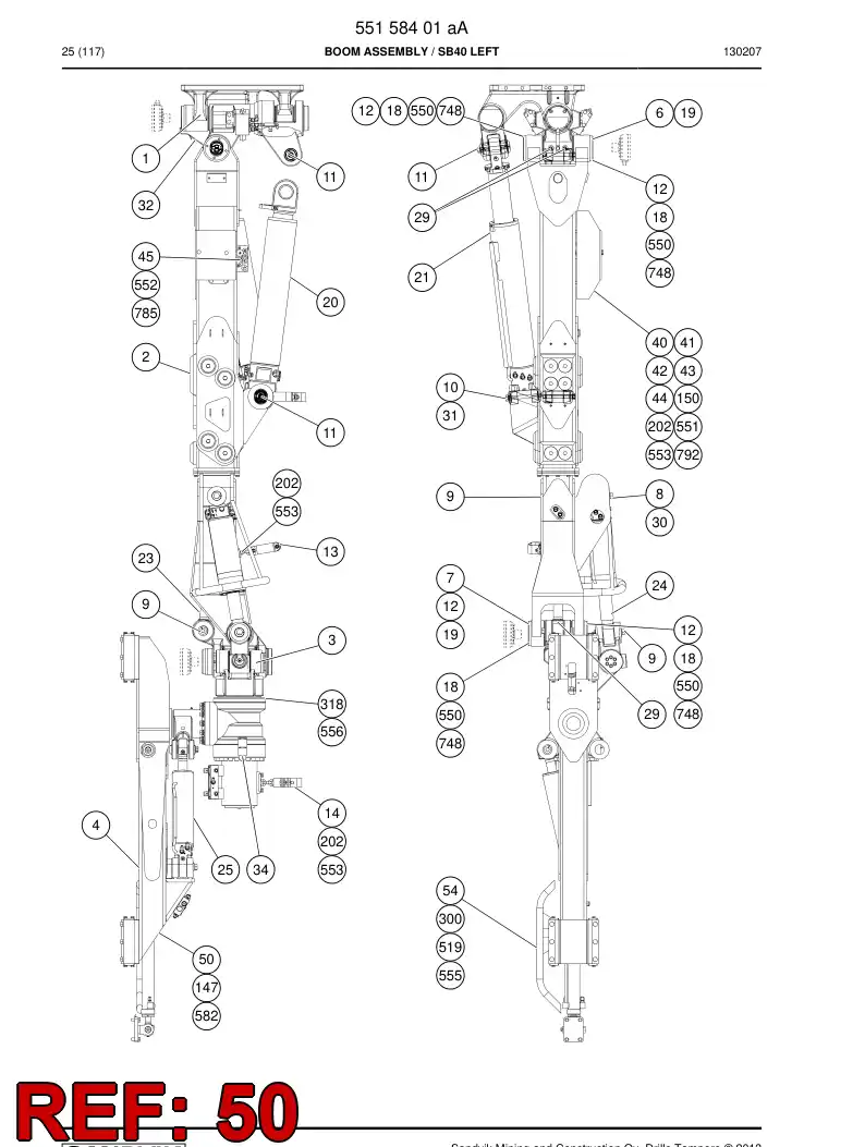 55021503a 550 215 03a Rubber sheet - Sandvik Technical Drawing