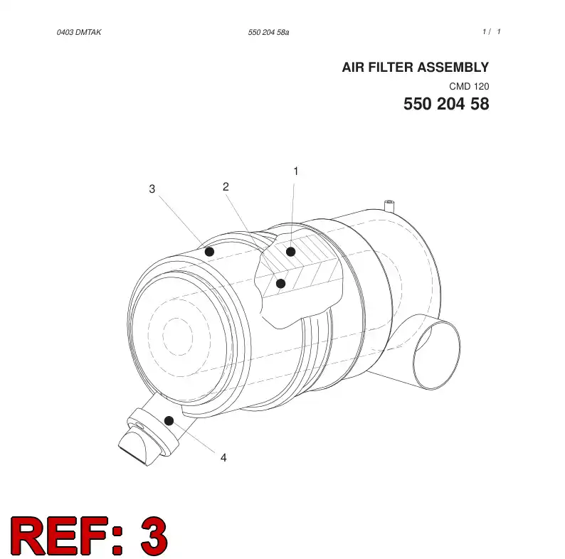 55021648 550 216 48 Housing, Air Filter - Sandvik Technical Drawing