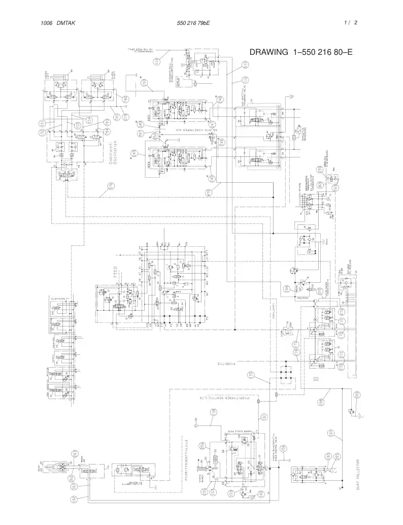 55021679bE 550 216 79bE HYDRAULIC DIAGRAM, CARRIER (1- - Sandvik Technical Drawing