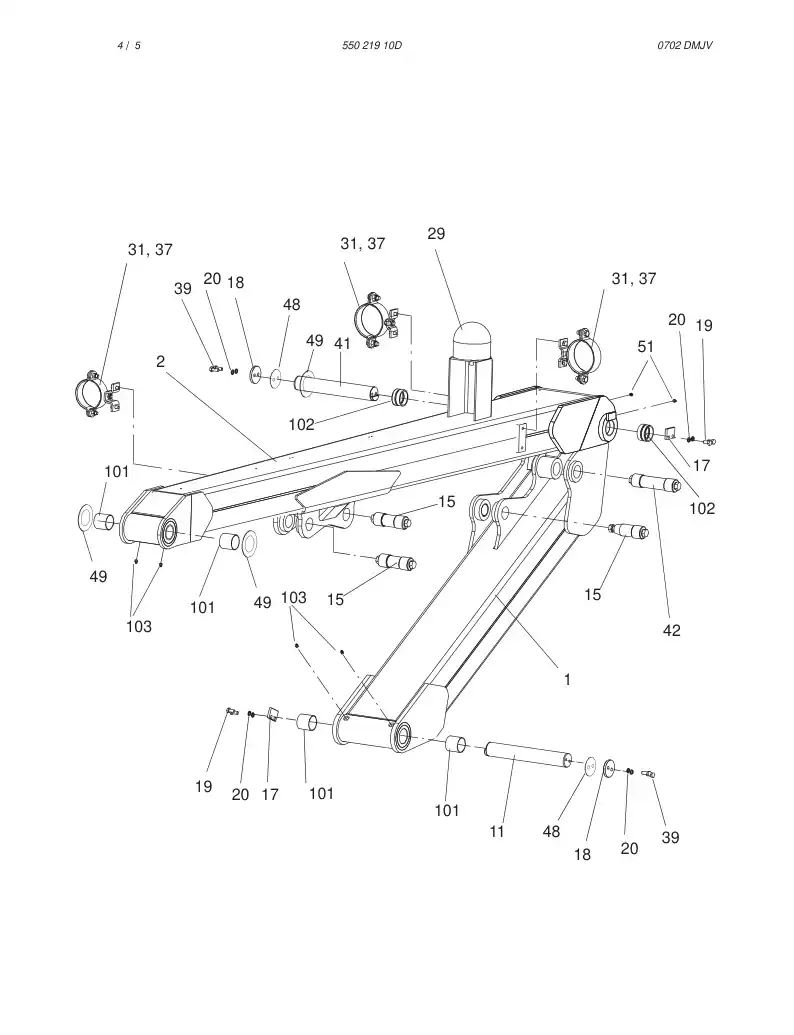 55021910D 550 219 10D BOOM - Sandvik Technical Drawing
