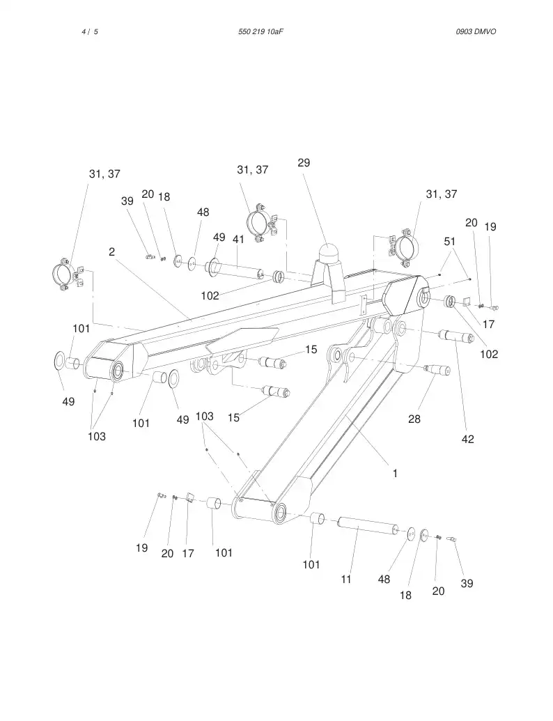 55021910aF 550 219 10aF BOOM - Sandvik Technical Drawing