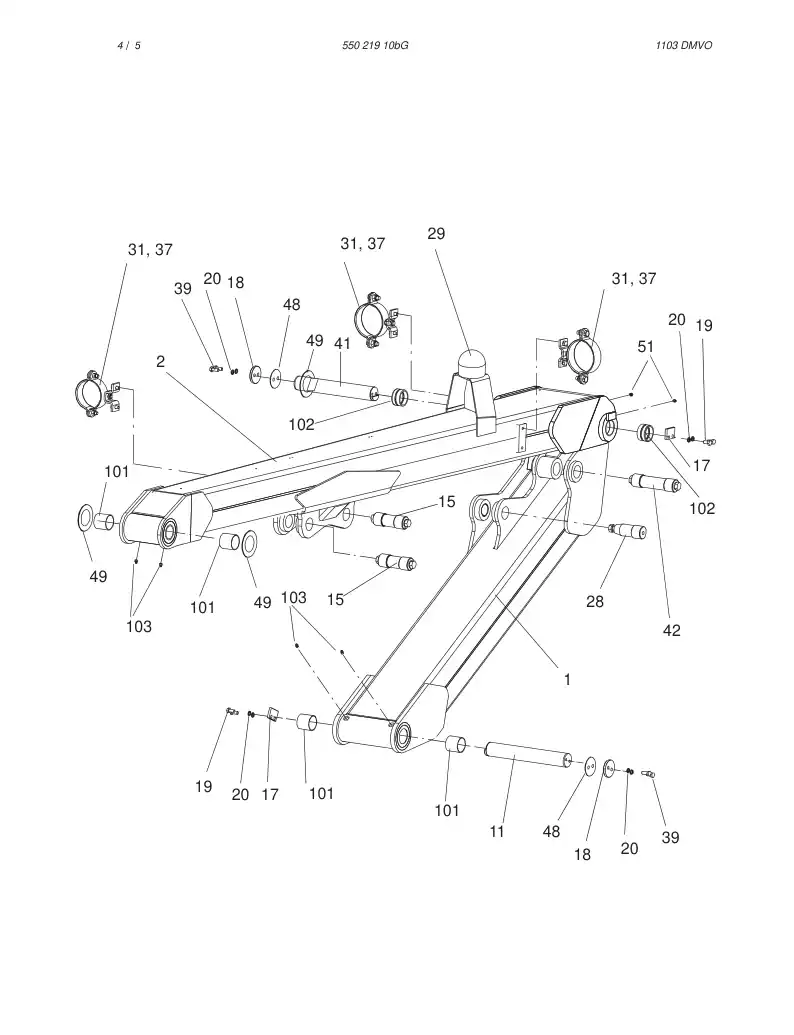 55021910bG 550 219 10bG BOOM - Sandvik Technical Drawing