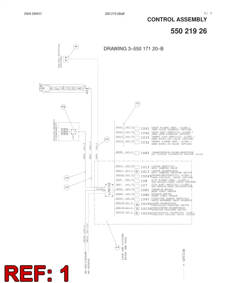 55021927 550 219 27 CONTROL ASSEMBLY - Sandvik Technical Drawing