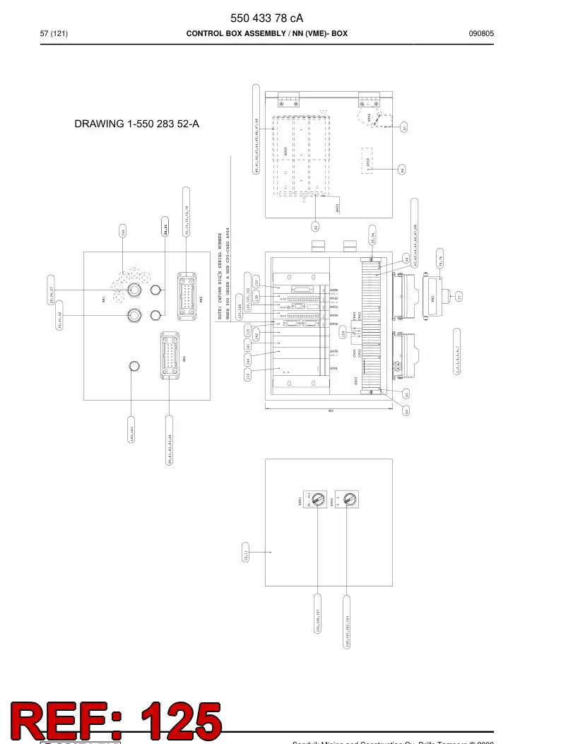 55022125 550 221 25 Connecting card - Sandvik Technical Drawing