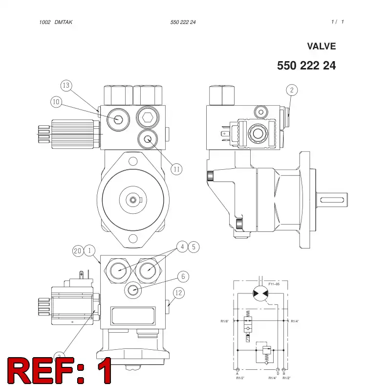 55022225 550 222 25 Body, Valve - Sandvik Technical Drawing