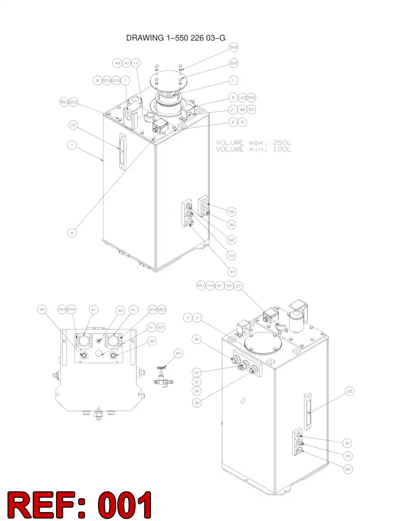 55022602 550 226 02 HYDRAULIC RECEIVER - Sandvik Technical Drawing