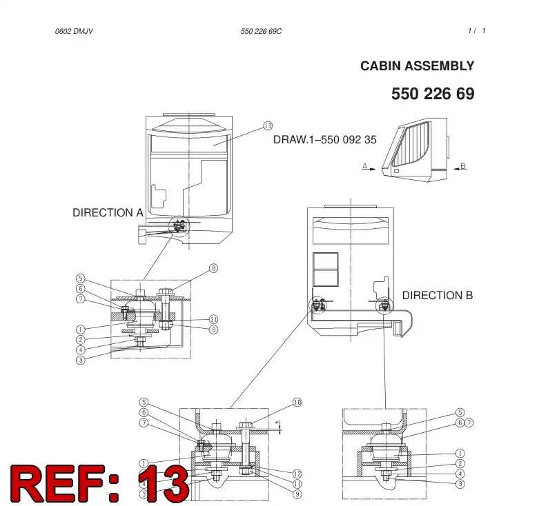 55022670 550 226 70 CABIN ASSEMBLY - Sandvik Technical Drawing