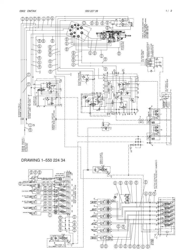 55022739 550 227 39 HYDRAULIC DIAGRAM, BOOM (1-550 - Sandvik Technical Drawing