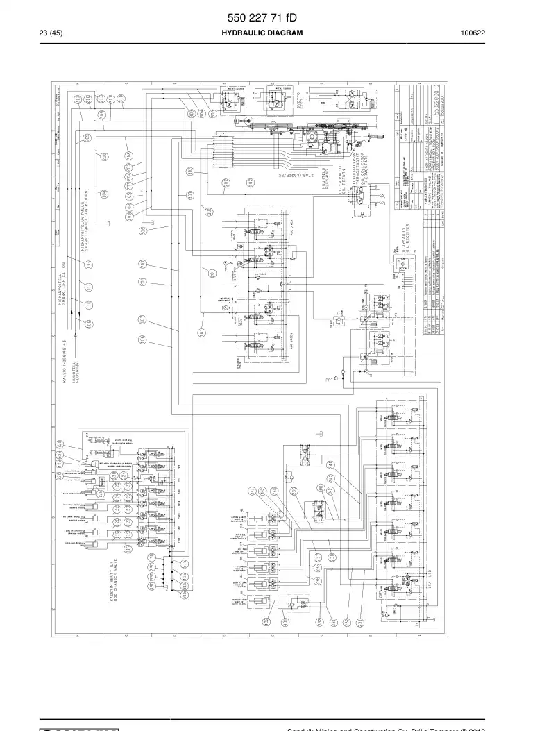 55022771f 550 227 71f HYDRAULIC DIAGRAM - Sandvik Technical Drawing