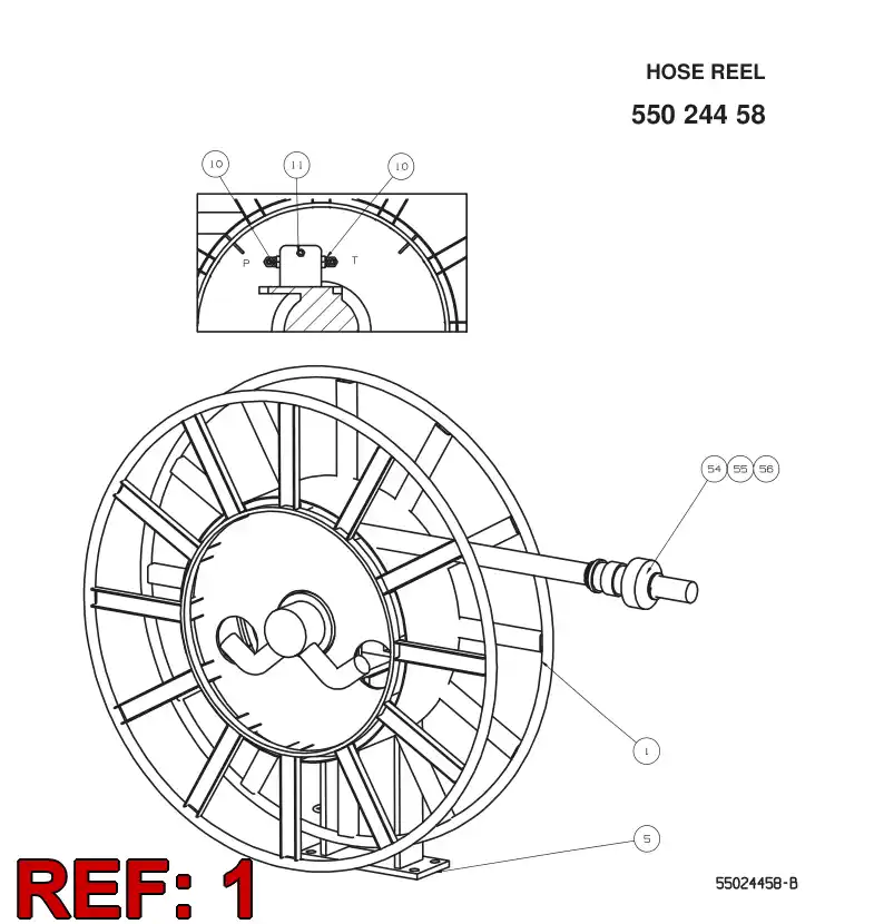 55022833 550 228 33 WATER HOSE REEL - Sandvik Technical Drawing