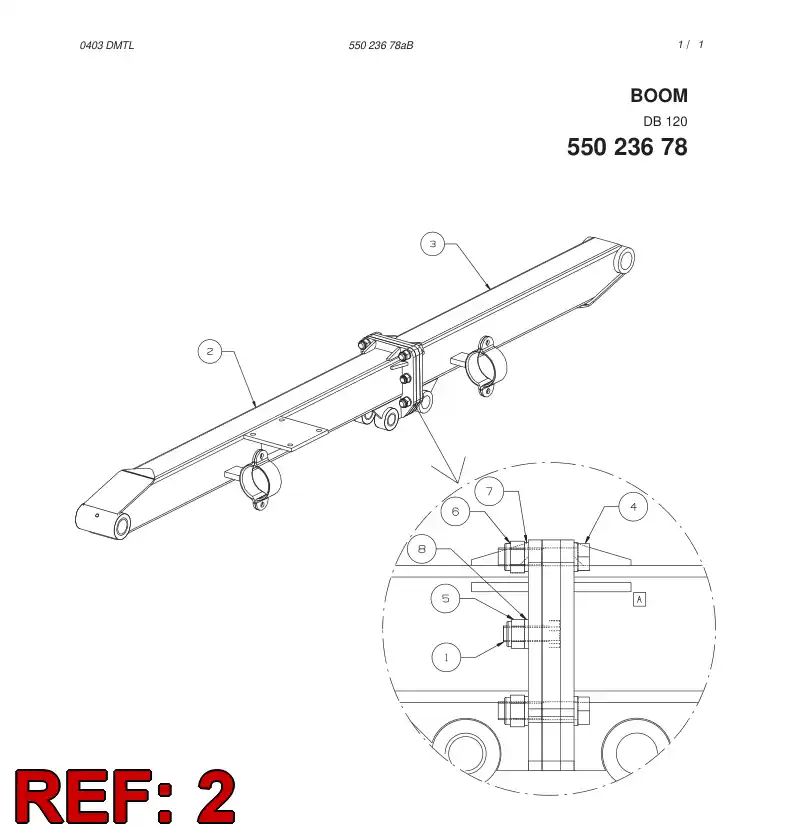 55023026 550 230 26 HEAD BOOM - Sandvik Technical Drawing