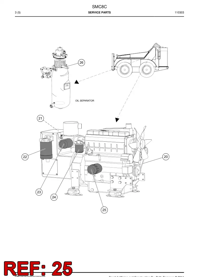 55023035a 550 230 35a Filter, Oil - Sandvik Technical Drawing