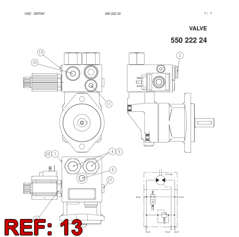 55023127 550 231 27 Connector, Pressure Gauge - Sandvik Technical Drawing