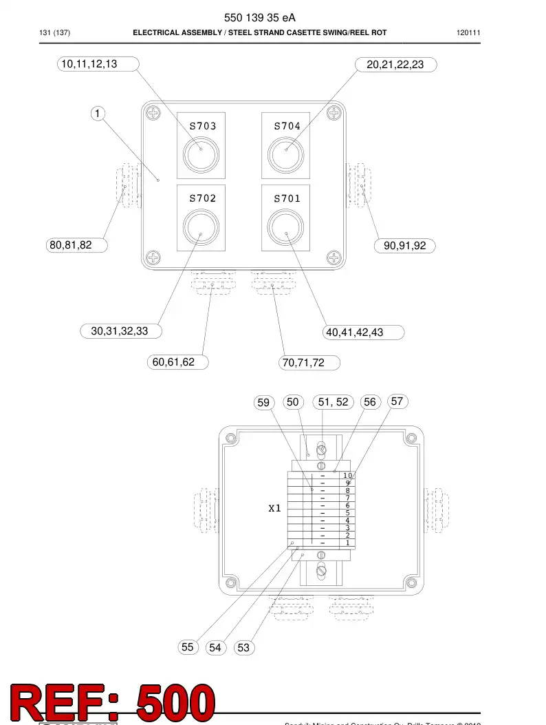 55023337 550 233 37 Wiring instruction - Sandvik Technical Drawing