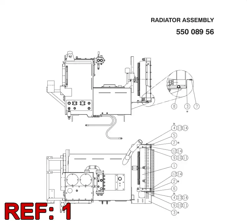 55023464 550 234 64 RADIATOR ASSEMBLY - Sandvik Technical Drawing