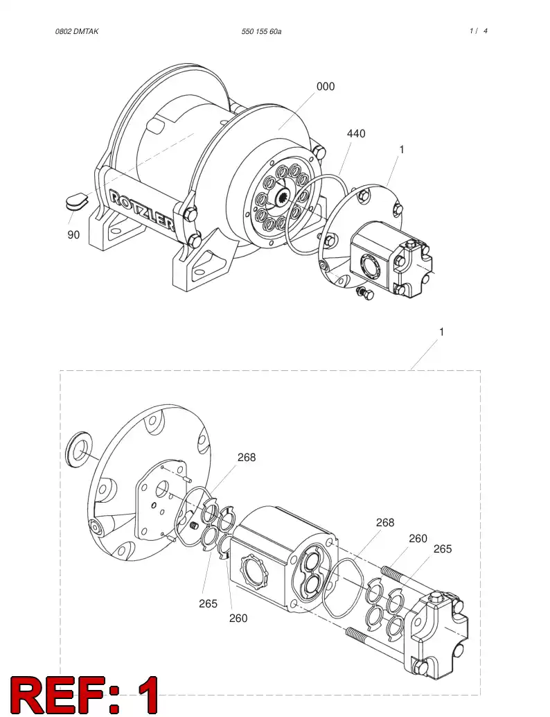 55023505 550 235 05 Motor, Hydraulic - Sandvik Technical Drawing