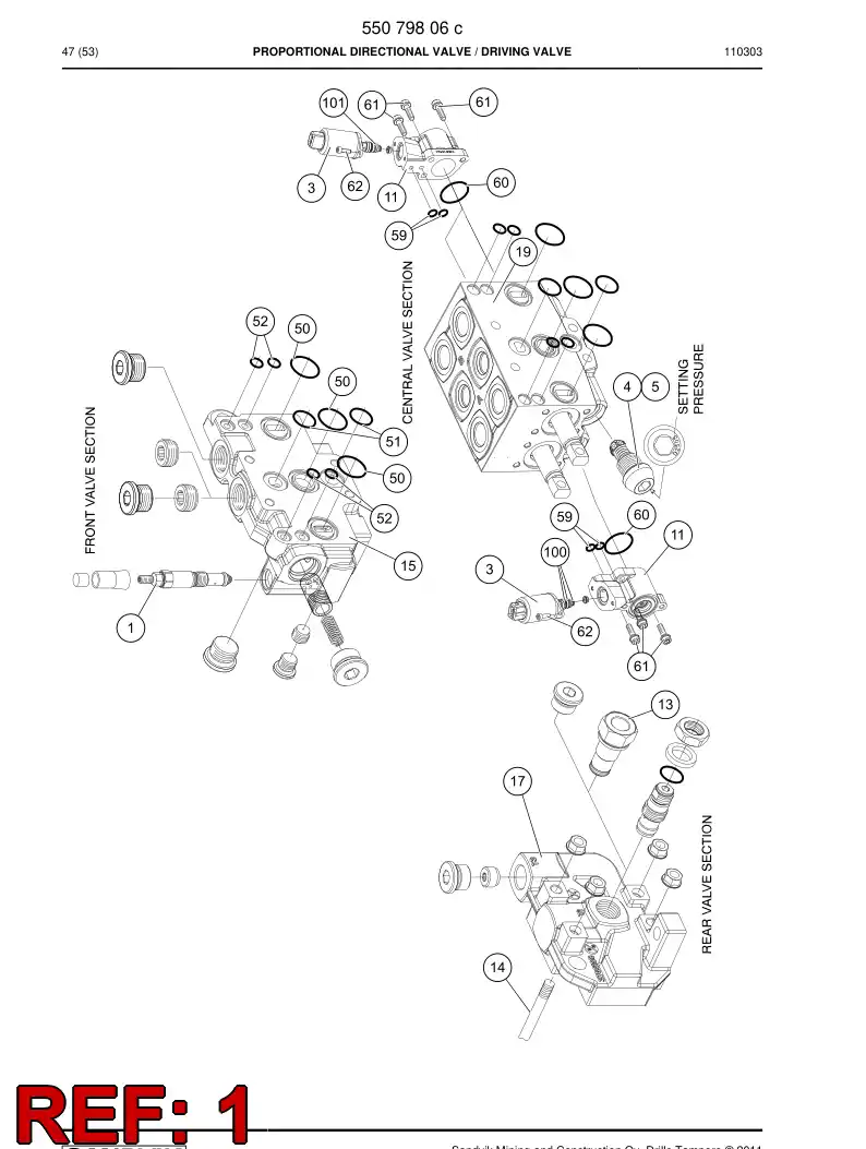 55023568a 550 235 68a Valve, Pressure Relief - Sandvik Technical Drawing