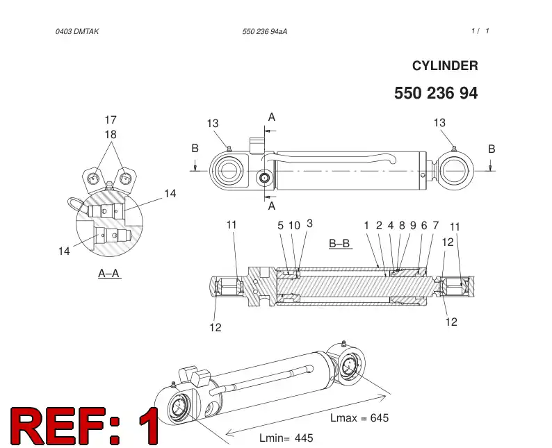 55023692 550 236 92 CYLINDER TUBE - Sandvik Technical Drawing