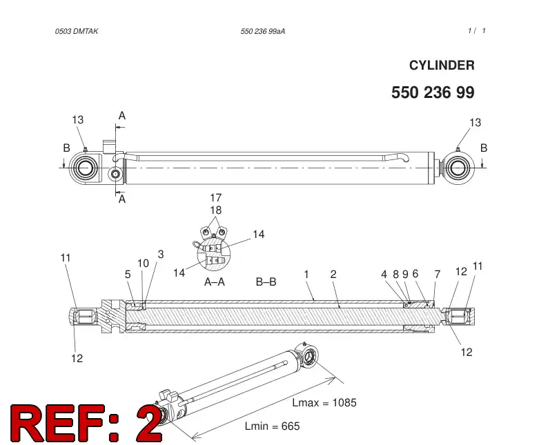 55023698 550 236 98 Rod, PISTON - Sandvik Technical Drawing