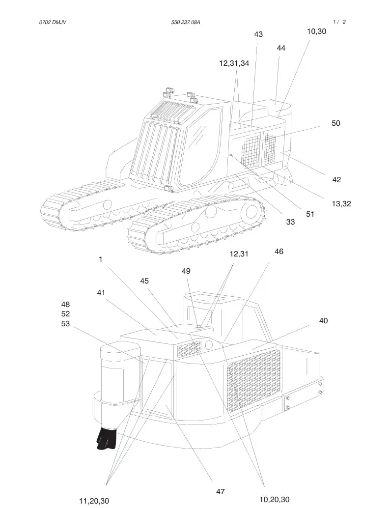 55023708A 550 237 08A COVERS ASSEMBLY - Sandvik Technical Drawing