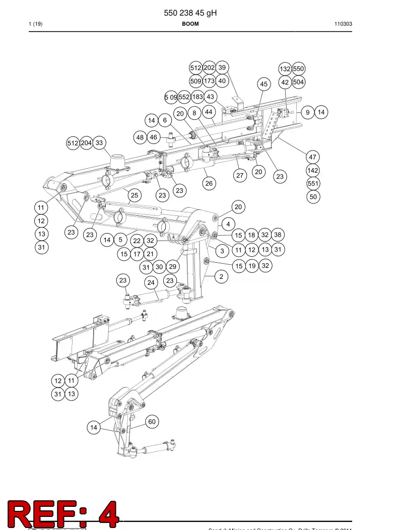 55023733a 550 237 33a Arm, Control - Sandvik Technical Drawing