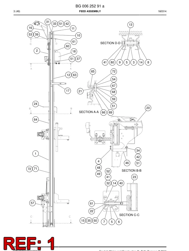 55023777b 550 237 77b Beam, Feed - Sandvik Technical Drawing