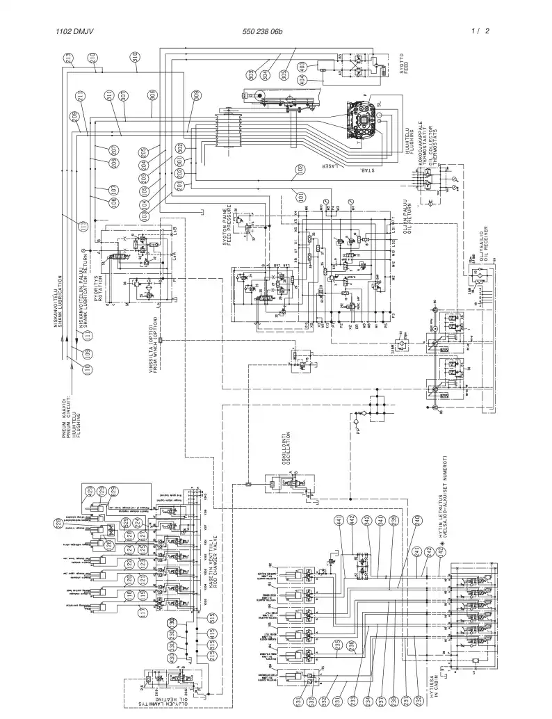 55023806a 550 238 06a HYDRAULIC DIAGRAM,BOOM - Sandvik Technical Drawing