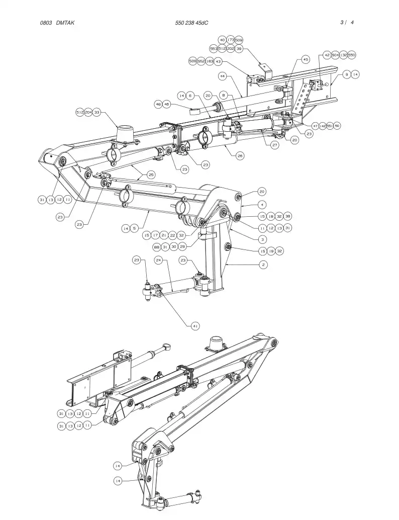 55023845dC 550 238 45dC BOOM ASSEMBLY - Sandvik Technical Drawing