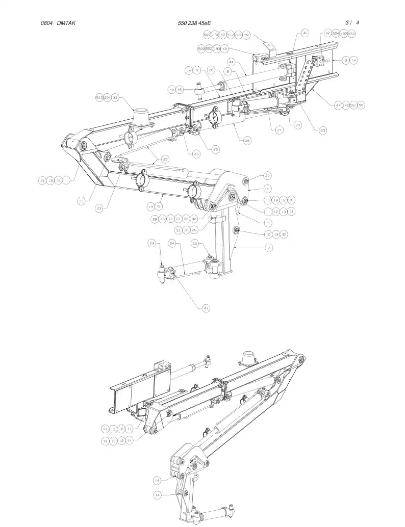 55023845eE 550 238 45eE BOOM ASSEMBLY - Sandvik Technical Drawing