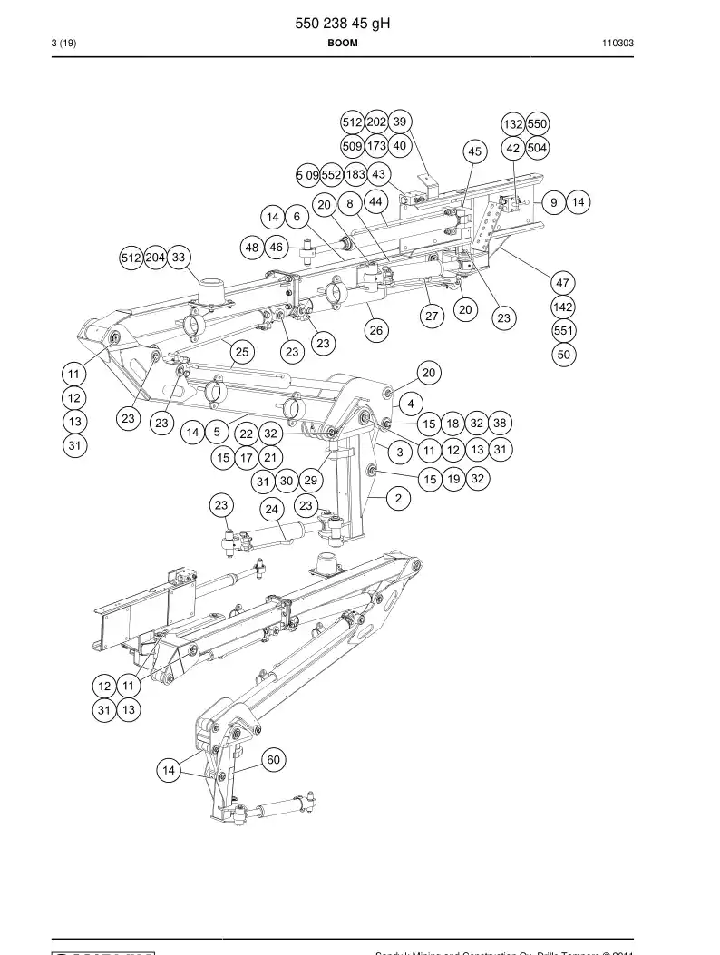 55023845g 550 238 45g BOOM - Sandvik Technical Drawing