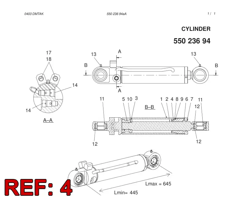 55023868 550 238 68 Cover, Cylinder - Sandvik Technical Drawing