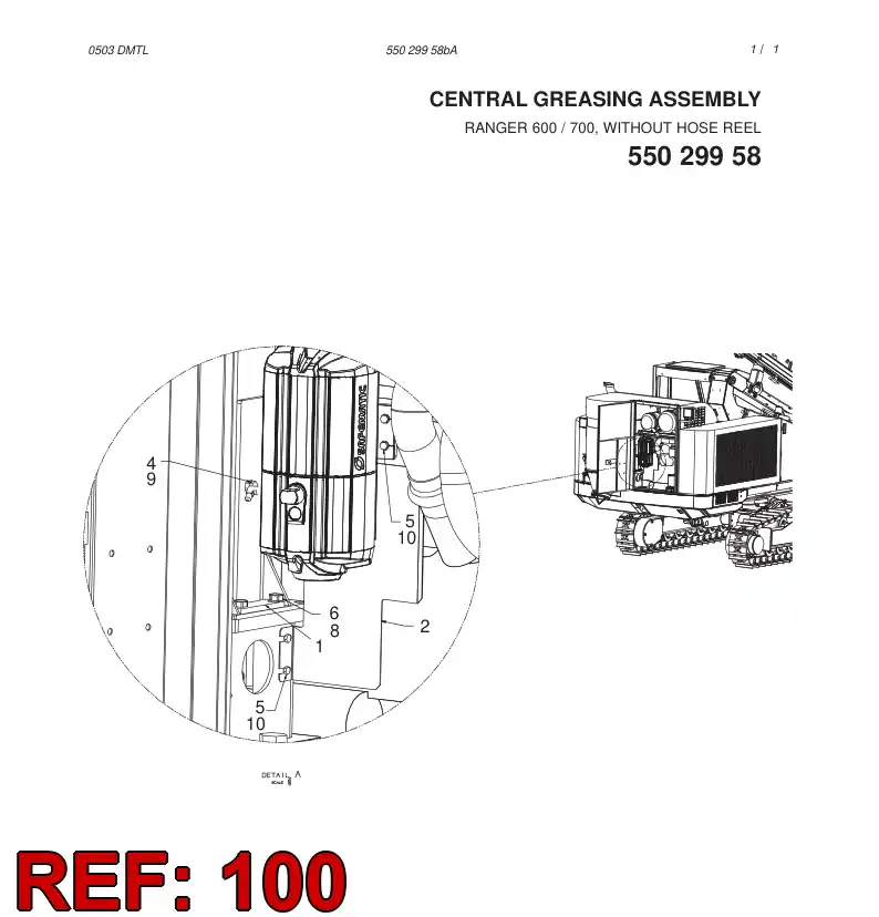 55023914 550 239 14 LUBRICATION DIAGRAM - Sandvik Technical Drawing