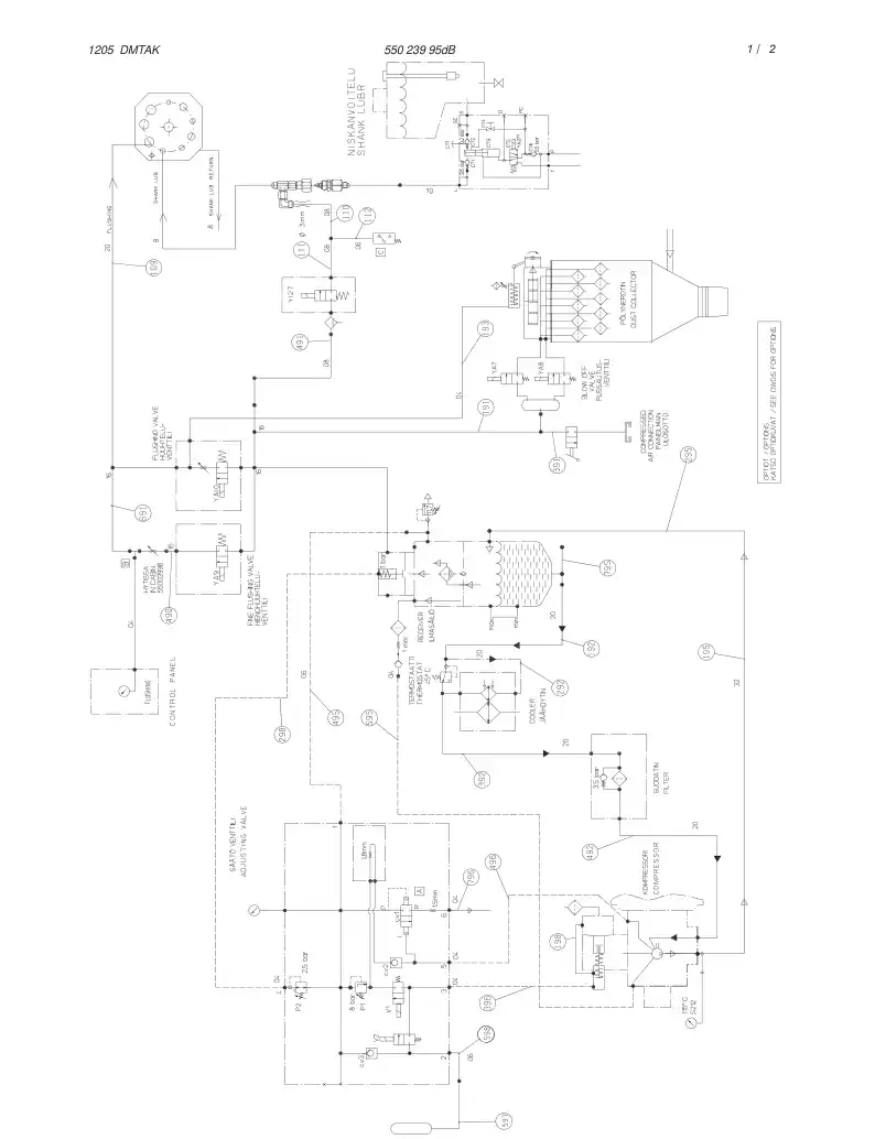 55023995dB 550 239 95dB PNEUMATIC CIRCUIT DIAGRAM - Sandvik Technical Drawing