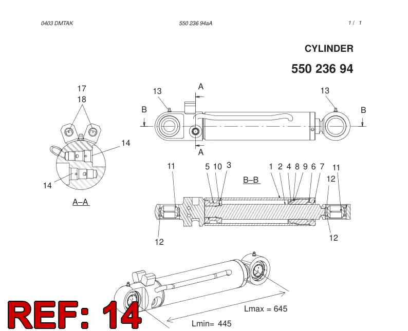 55024273 550 242 73 OVERCENTER VALVE - Sandvik Technical Drawing