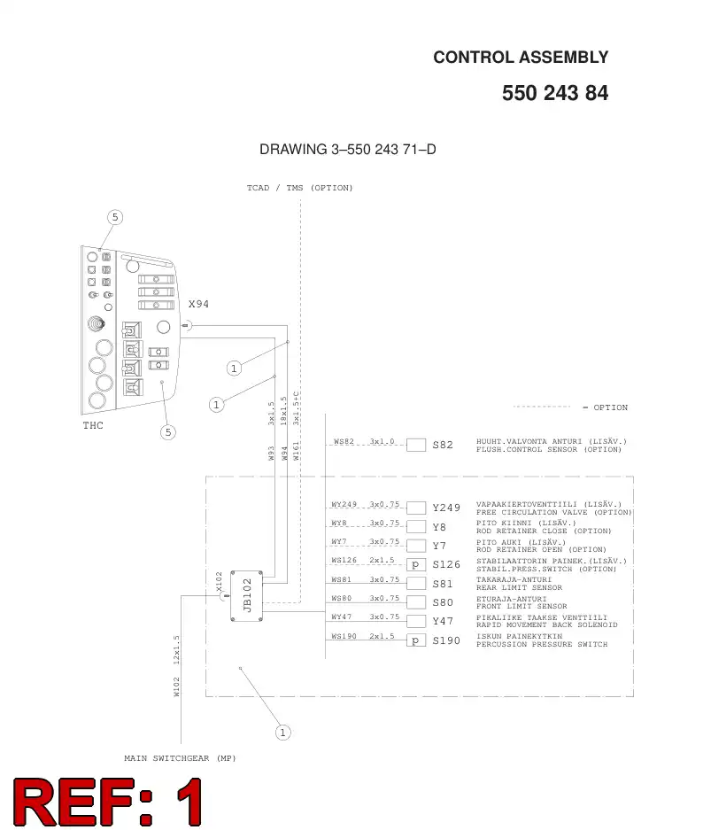 55024385 550 243 85 CONTROL ASSEMBLY - Sandvik Technical Drawing