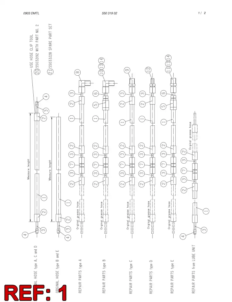 55024403 550 244 03 HOSE - Sandvik Technical Drawing