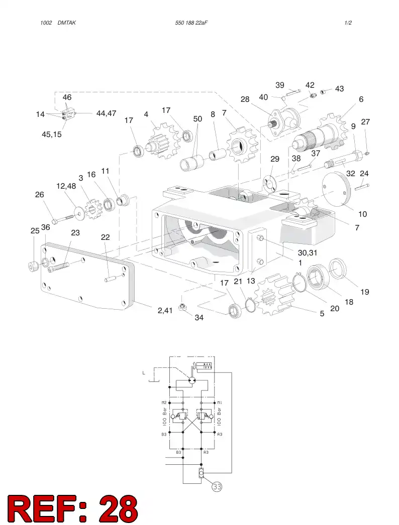 55024603 550 246 03 Hydraulic Motor, Gerotor - Sandvik Technical Drawing