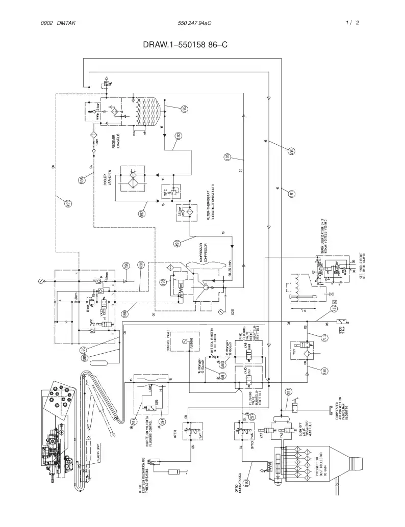 55024794aC 550 247 94aC PNEUMATIC DIAGRAM, POWERP. (1- - Sandvik Technical Drawing