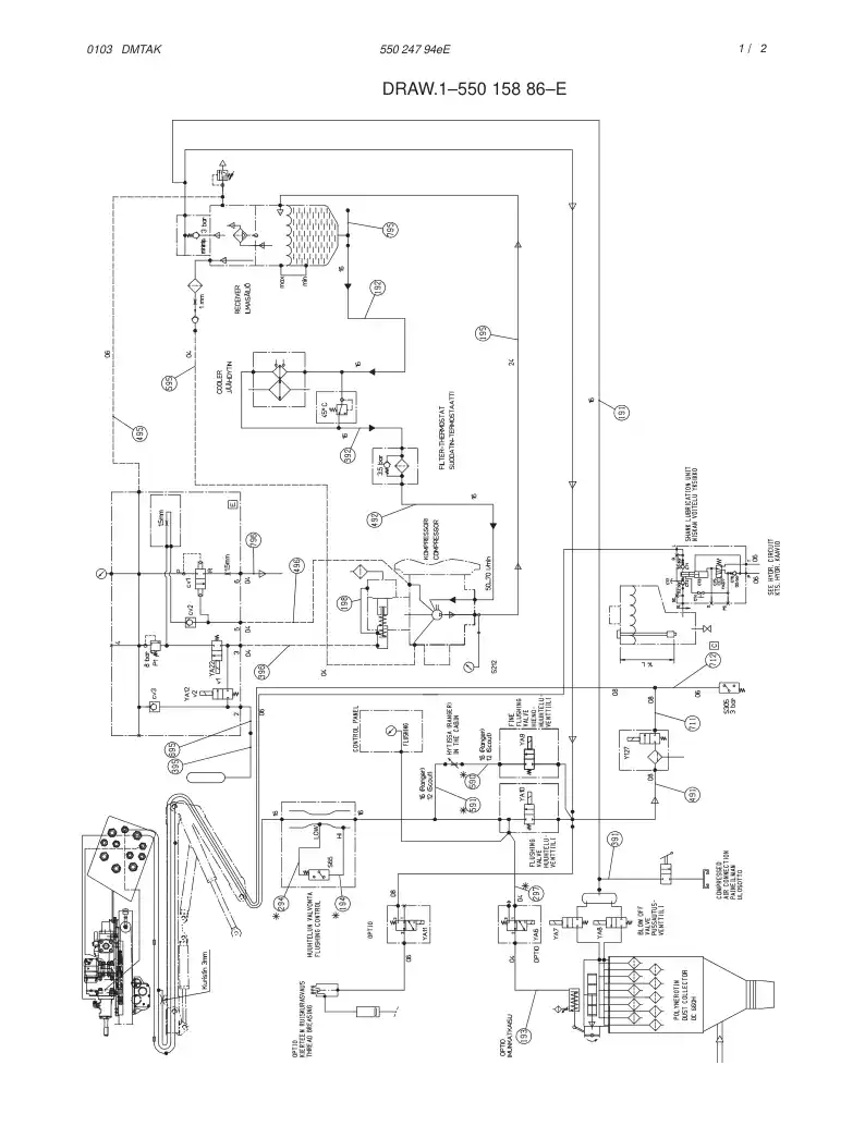 55024794eE 550 247 94eE PNEUMATIC DIAGRAM, POWERPACK ( - Sandvik Technical Drawing